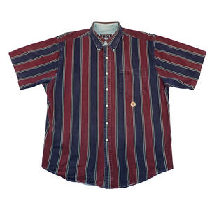 VTG 90's Review by Baxter Short Sleeved Button Up Shirt Men Large Red Blue